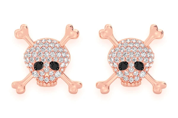 Erkals Jewellers Skull & Crossbones Stud Earrings 18K Gold 0.50ctw