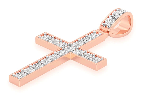 Erkals Jewellers Miracle Set Cross Extra Large Pendant 18K Gold Diamond 0.75ctw