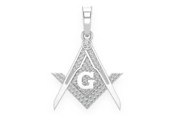 Erkals Jewellers Masonic Symbol G Freemason Pendant 18K Gold 0.45ctw