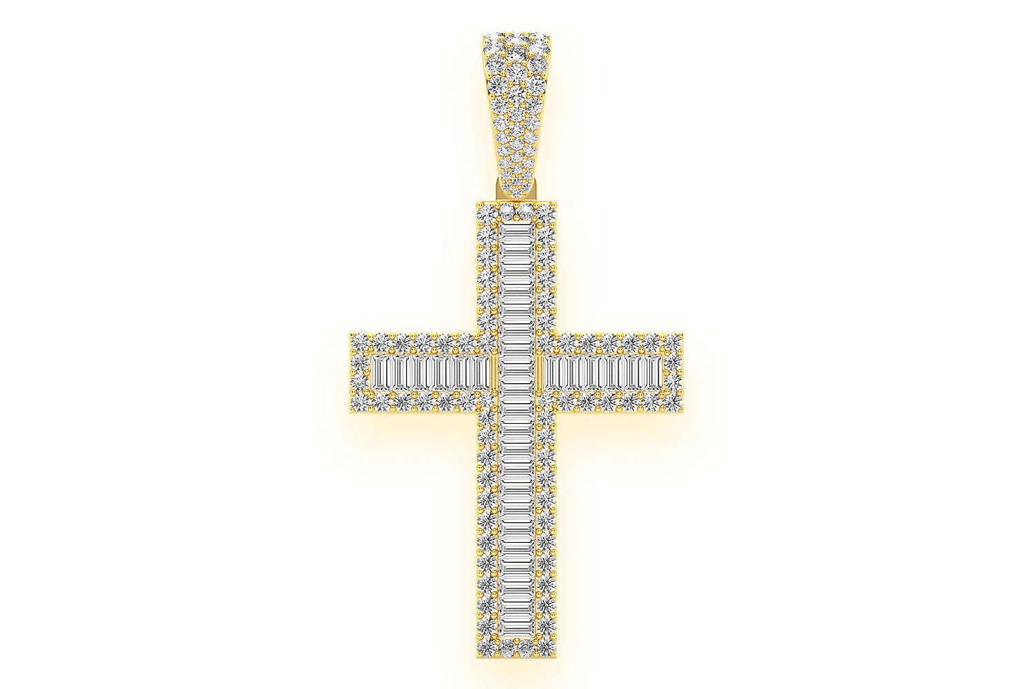 Erkals Jewellers Large Baguette Cross Pendant 18K Gold Diamond 4.00ctw