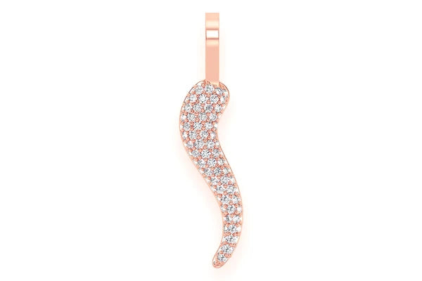 Erkals Jewellers Italian Horn Pendant 18K Gold Diamond 0.30ctw