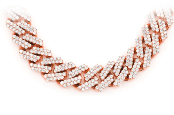 Erkals Jewellers 16mm Raised Prong Cuban Diamond Necklace 18K Gold 33.00ctw