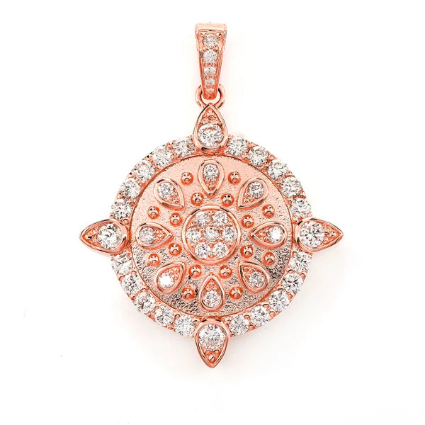 Erkals Jewellers Ornate Medallion Cluster Diamond Pendant 18K Gold 1.25ctw