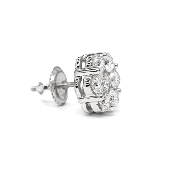 Erkals Jewellers Flower Stud Earrings 18K Gold 2.00ctw