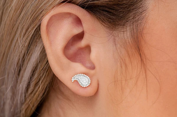 Erkals Jewellers Paisley Stud Earrings 18K Gold 0.35ctw