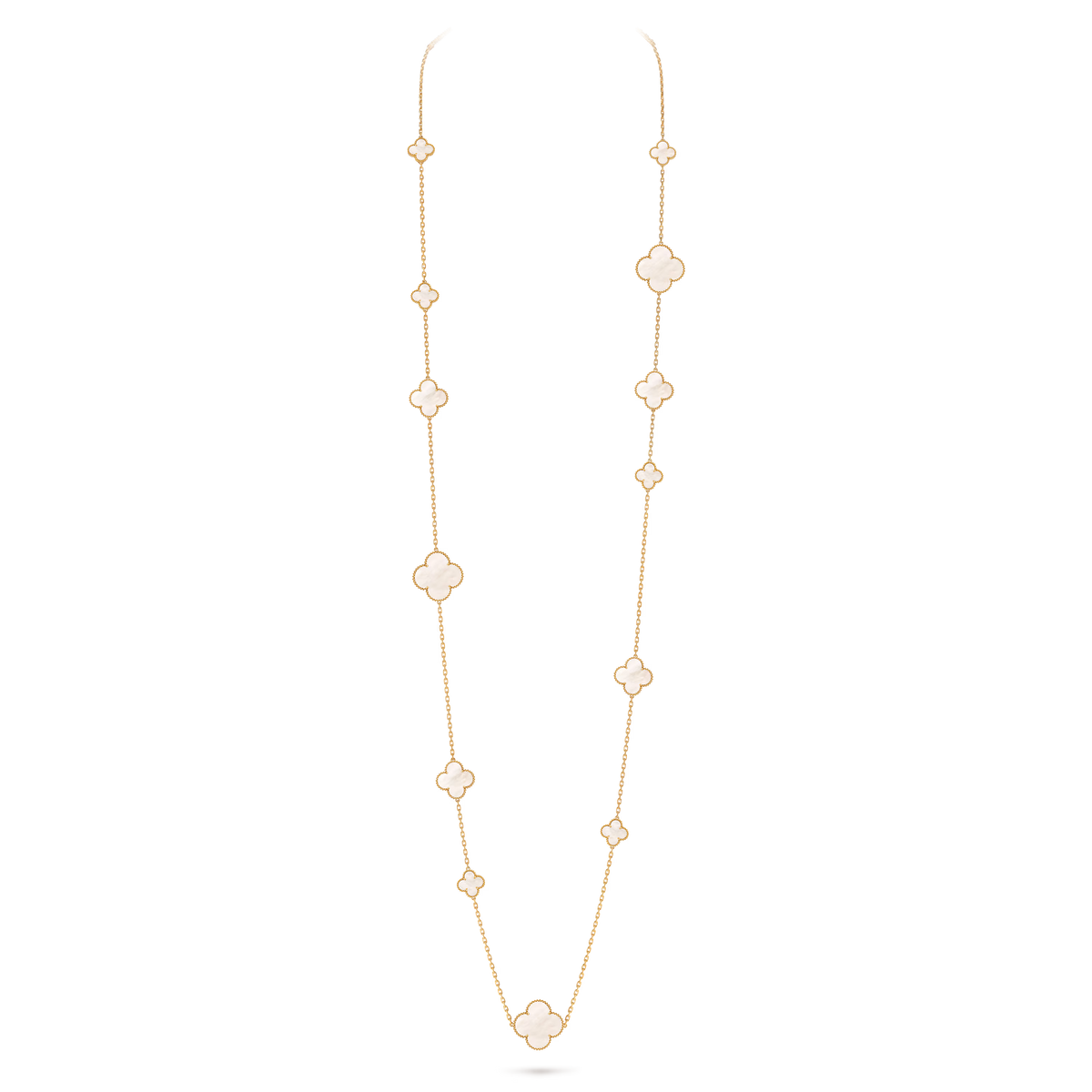 Van Cleef & Arpels Magic Alhambra 16 Motifs Mother-of-Pearl Long Necklace 18K Yellow Gold