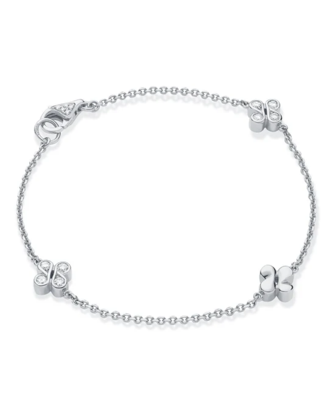 White Gold Triple Charm Bracelet