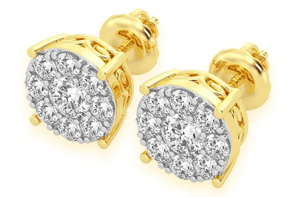 Erkals Jewellers Mosaic Stud Earrings 18K Gold 1.50ctw