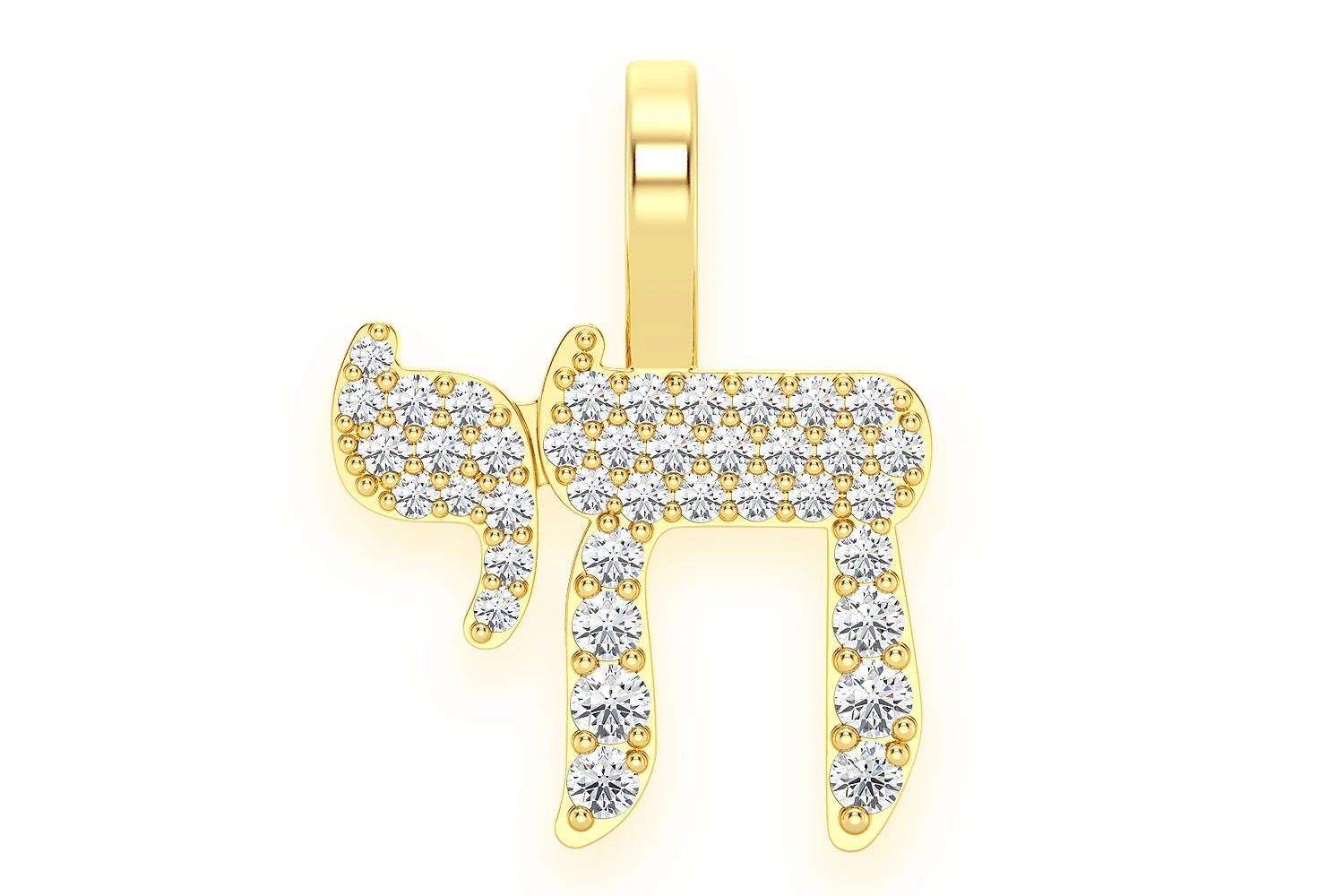 Erkals Jewellers Chai Hebrew Pendant 18K Gold Diamond 0.30ctw