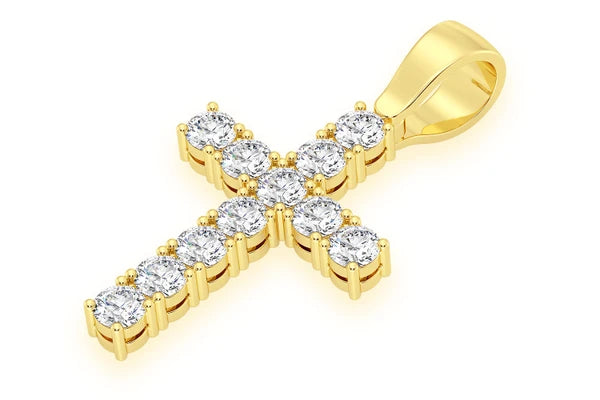 Erkals Jewellers One Row Basket Cross Pendant 18K Gold Diamond 3.75ctw