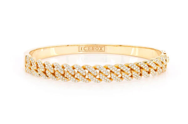 Erkals Jewellers Large Cuban Bangle Bracelet 18K Gold 1.50ctw