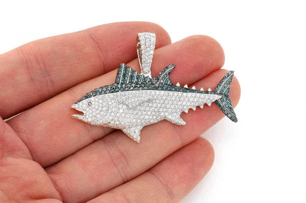 Erkals Jewellers Bluefin Tuna Pendant 18K Gold Diamond 4.50ctw