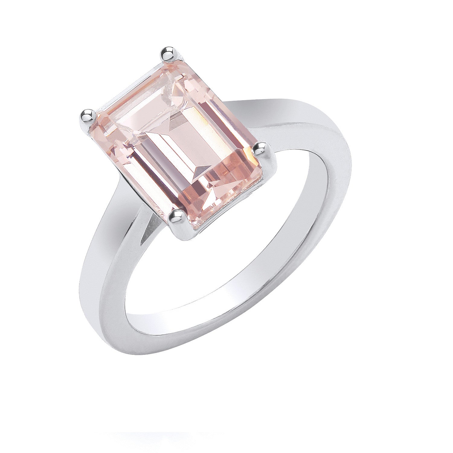 Silver Synthetic Morganite Ring