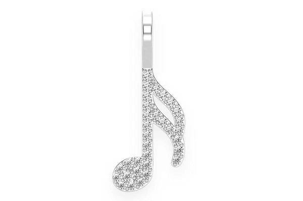 Pendentif diamant semi-cave note de musique 0,15 ct en or massif 14 carats