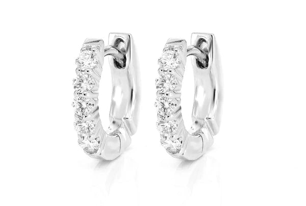 Erkals Jewellers Scallop Hoop Diamond Earrings 18K Gold 0.30ctw
