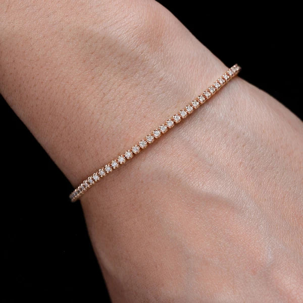 Erkals Jewellers Beaded Crown Set Diamond Link Bracelet 18K Gold 1.00ctw