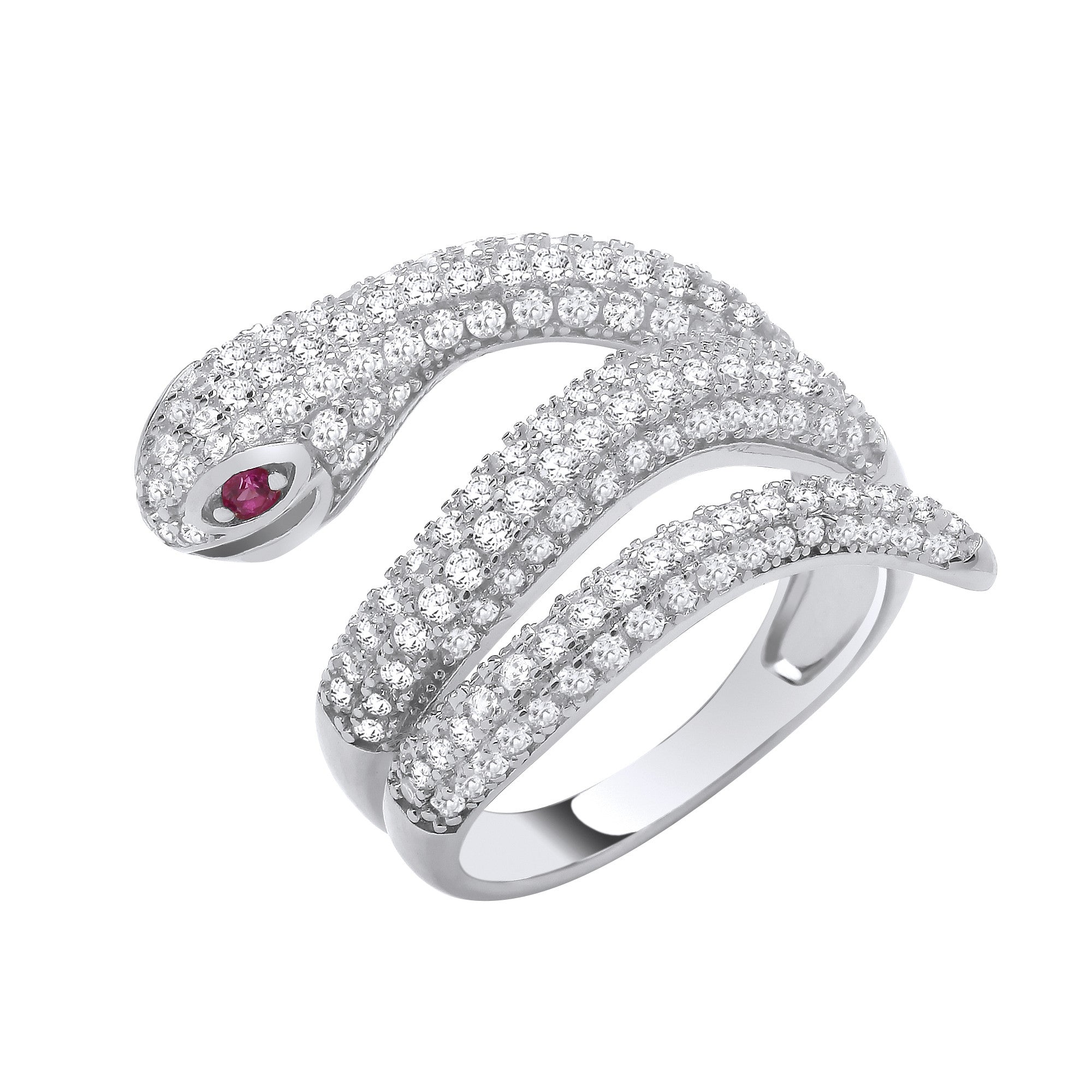 Silver CZ Snake Ring