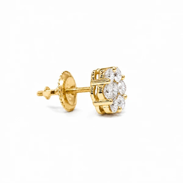 Erkals Jewellers Flower Stud Earrings 18K Gold 1.00ctw