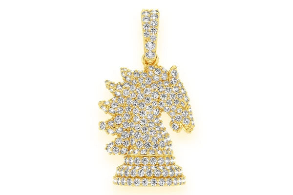Erkals Jewellers Knight Chess Piece Pendant 18K Gold Diamond 0.90ctw