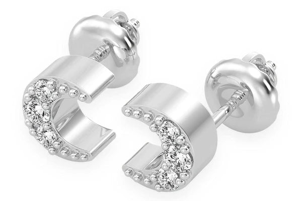 Erkals Jewellers Mini Moon Stud Earrings 18K Gold 0.05ctw