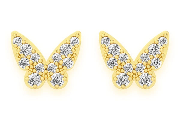 Erkals Jewellers Mini Butterfly Stud Earrings 18K Gold 0.15ctw