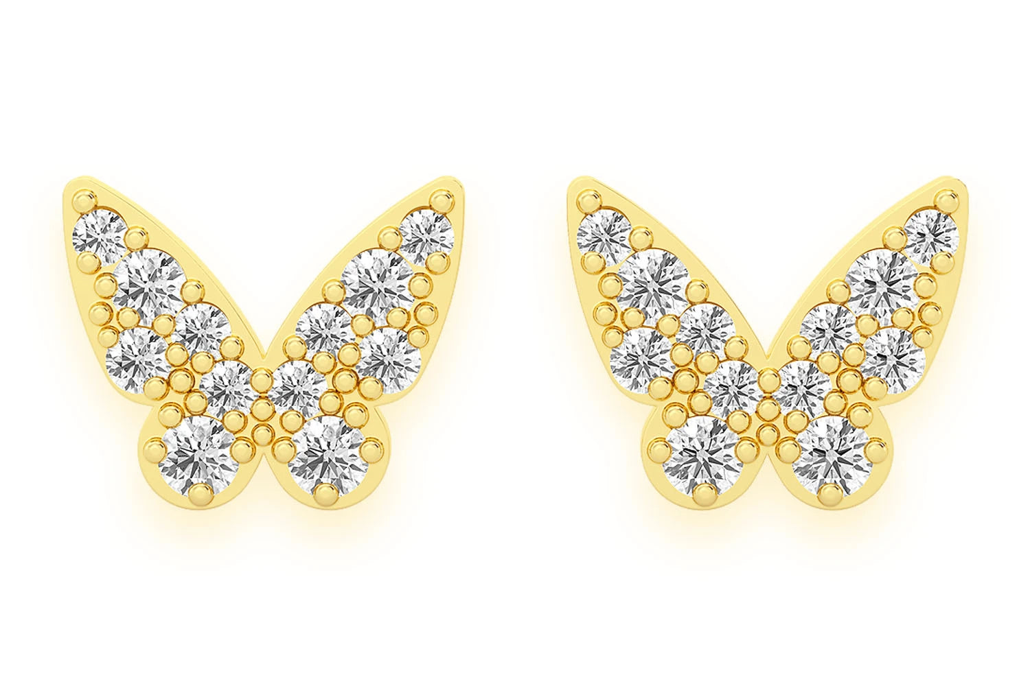 Erkals Jewellers Mini Butterfly Stud Earrings 18K Gold 0.15ctw