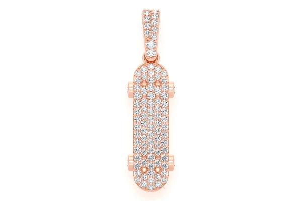 Erkals Jewellers Skateboard Pendant 18K Gold Diamond 0.35ctw