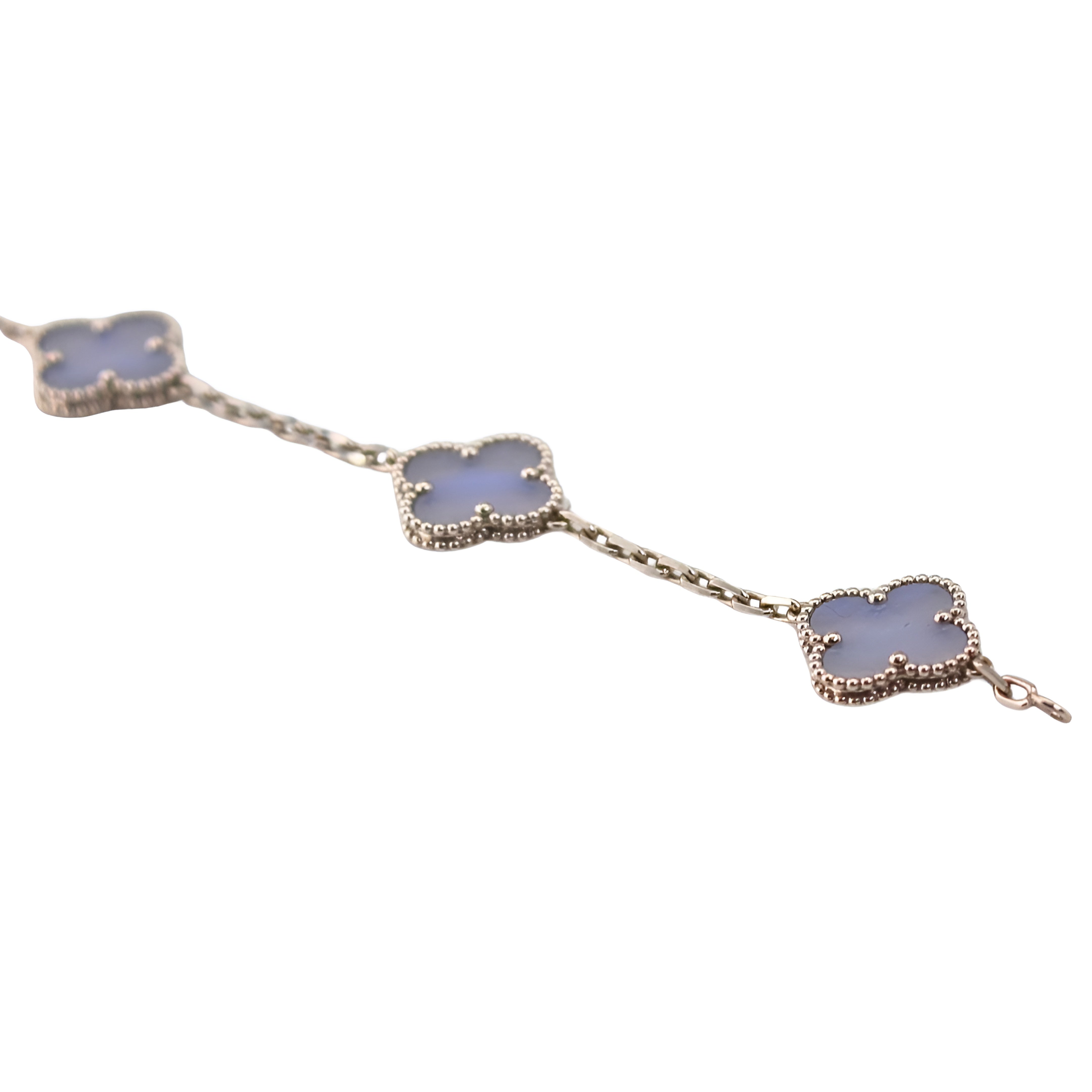 Van Cleef & Arpels Vintage Alhambra Bracelet 5 Motifs Chalcedony 18K White Gold