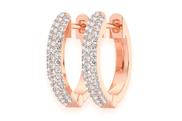 Erkals Jewellers Small Three Row Huggie Hoop Earrings 18K Gold 0.20ctw