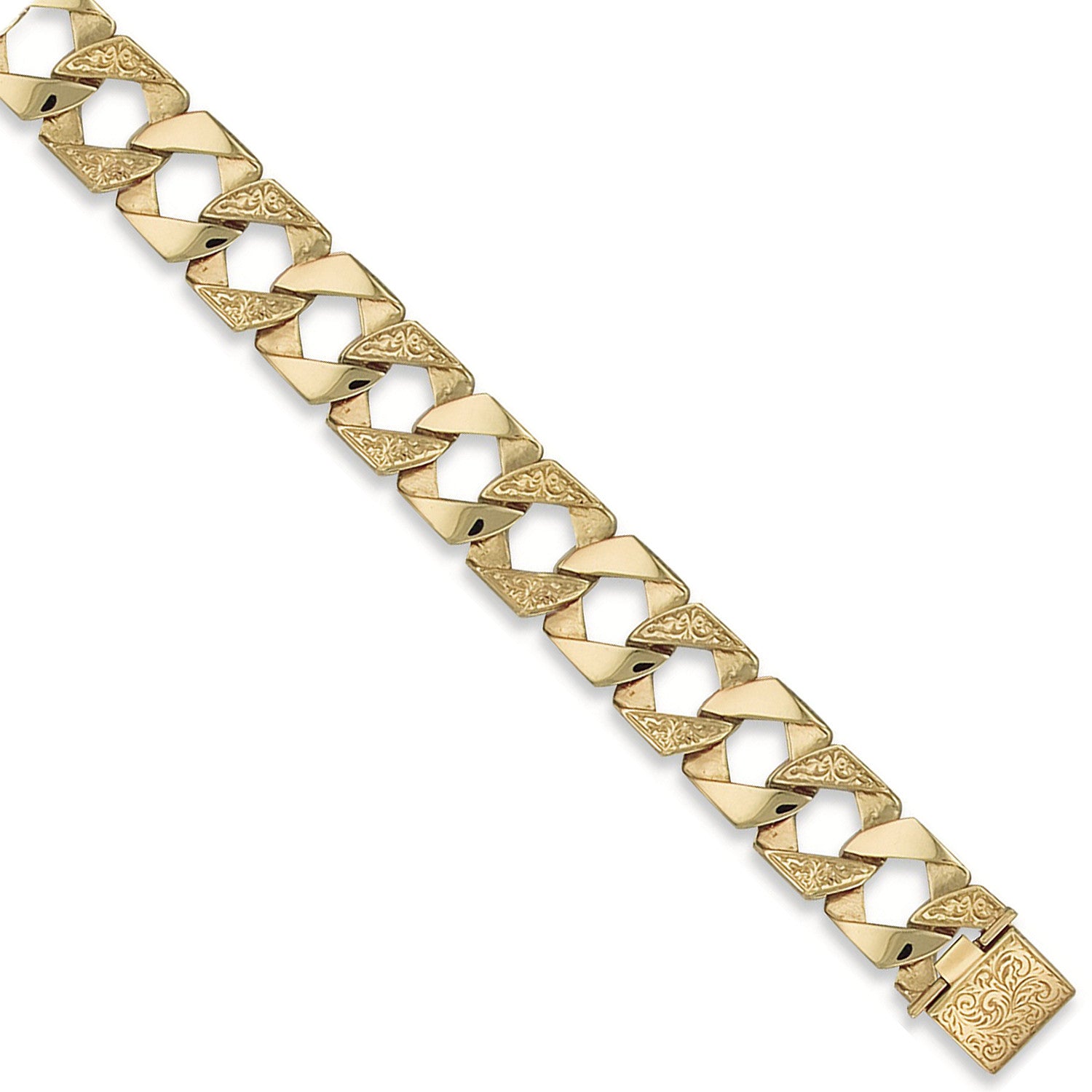 Y/G 17mm Plain & Patterned Casted Curb Bracelet