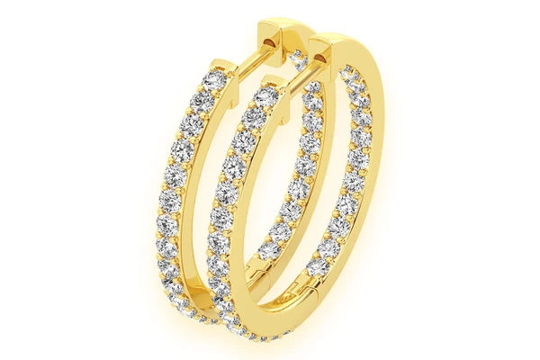 Erkals Jewellers One Row Hoop Earrings 18K Gold 1.60ctw