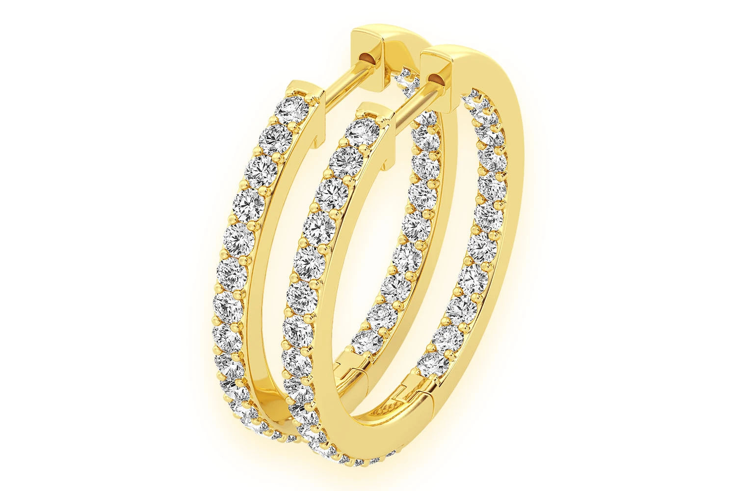 Erkals Jewellers One Row Hoop Earrings 18K Gold 1.60ctw