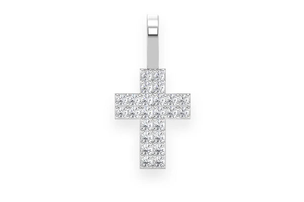 Erkals Jewellers Two Row Cross Pendant 18K Gold Diamond 0.25ctw