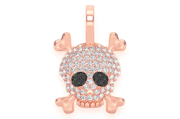 0.45ct Diamond Skull Crossbones Pendant 14K Solid Gold