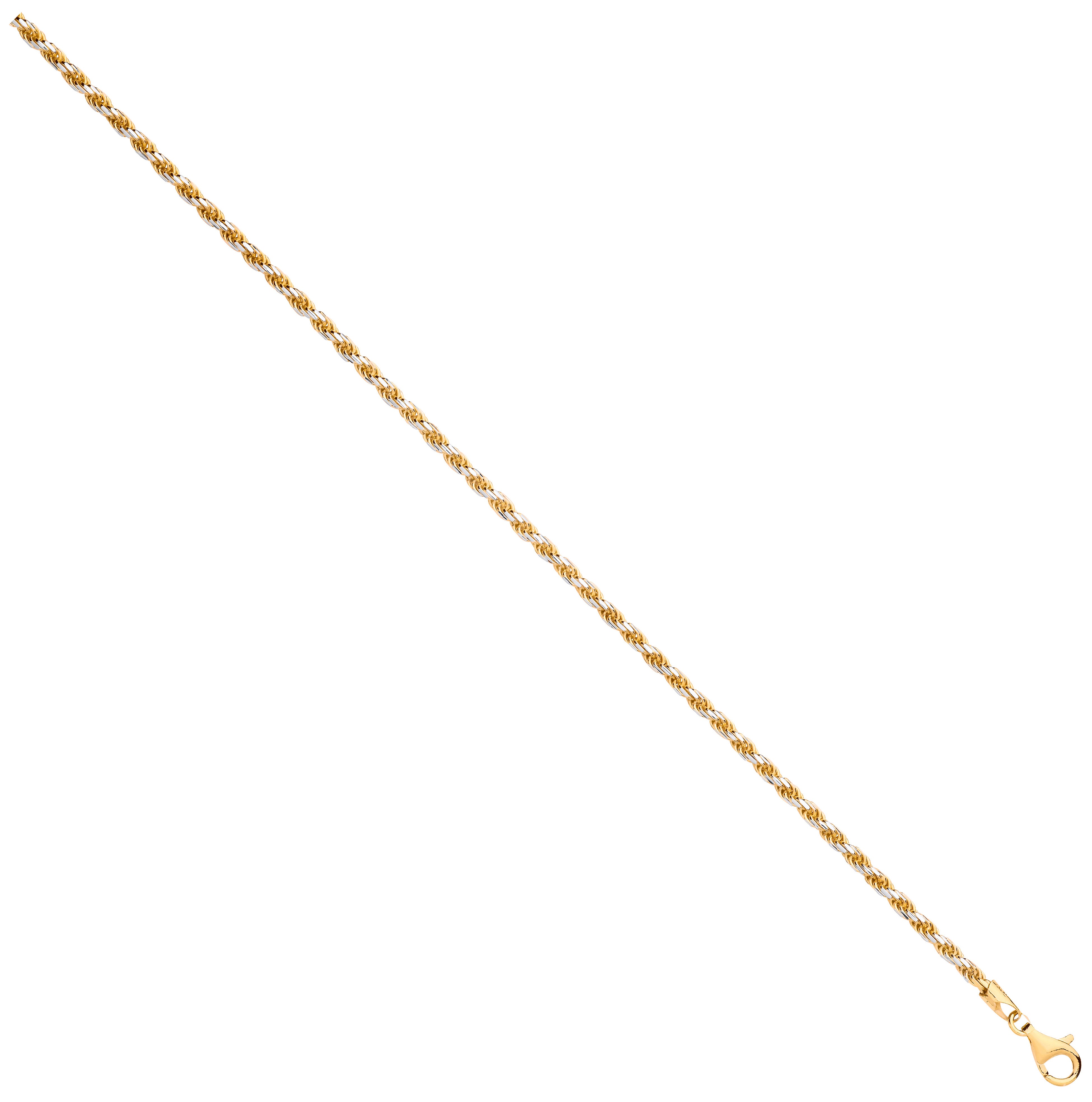 Gold Plated Silver 2.8mm Rope Chain White Tips