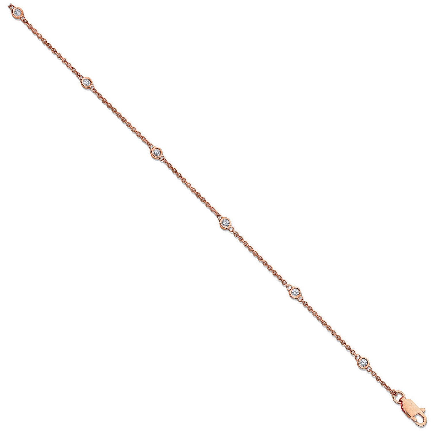 18ct Rose Gold 0.20ct Diamond by the yard Rubover Bracelet