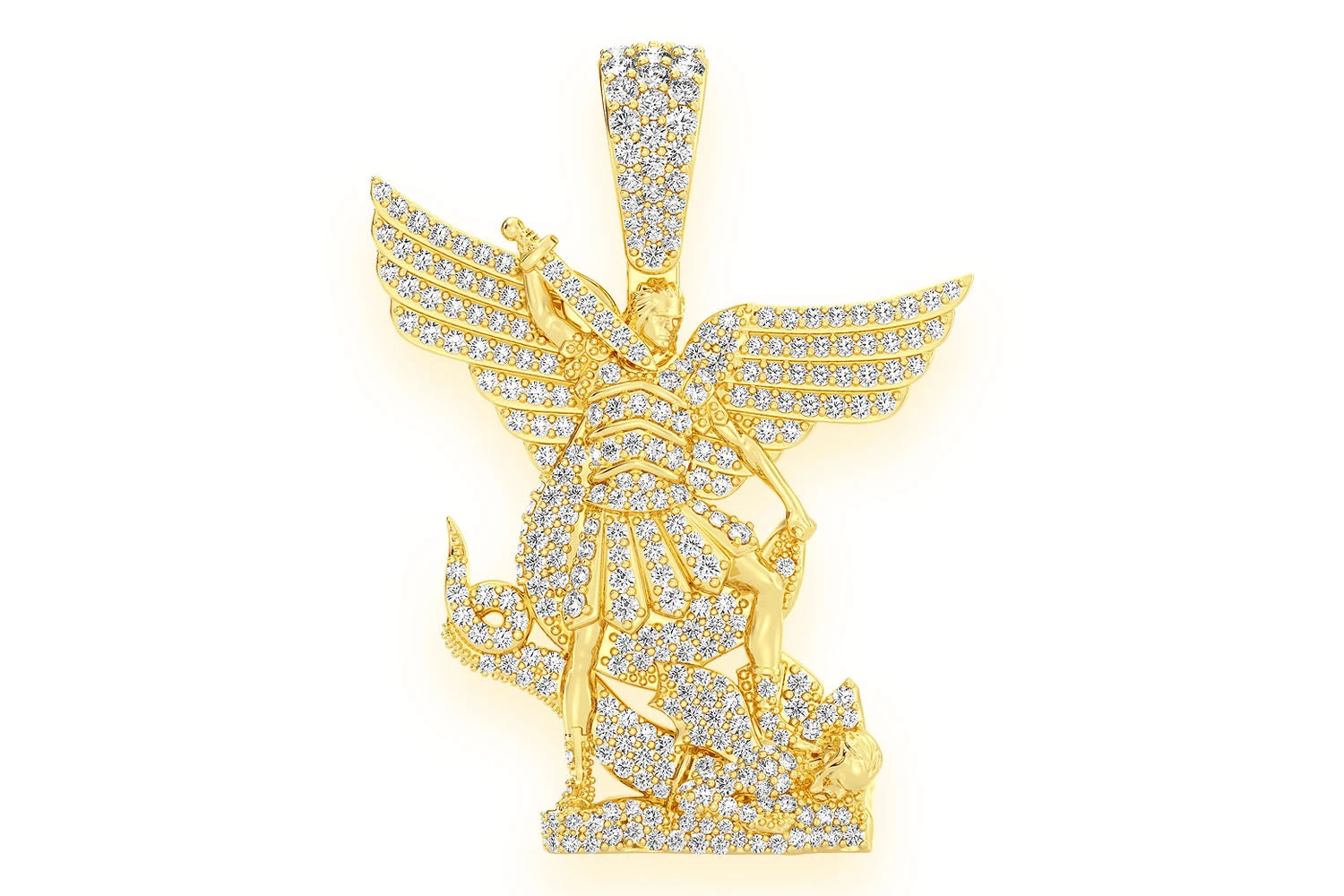 Erkals Jewellers Archangel St Michael Diamond Pendant 18K Gold 1.50ctw