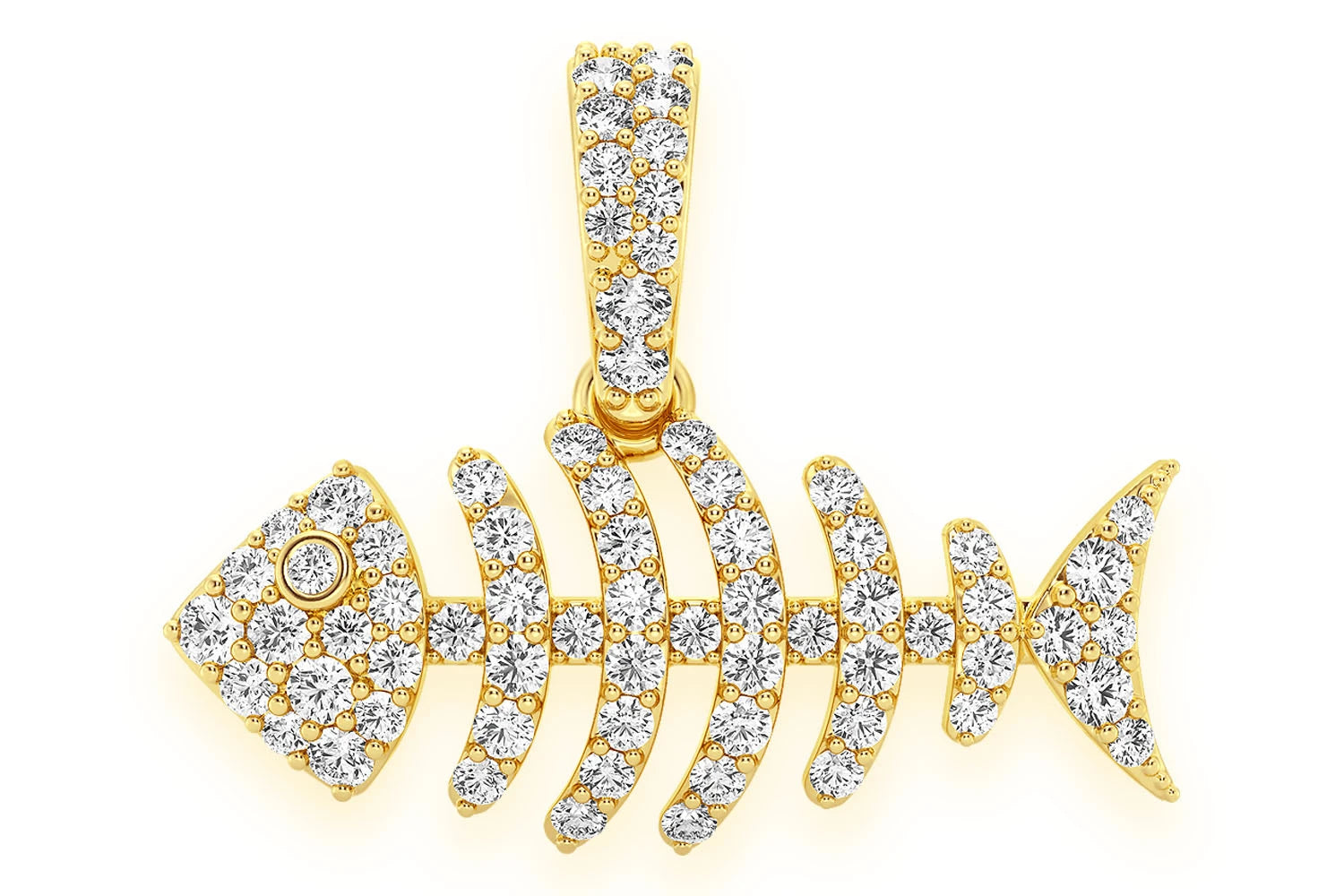 Erkals Jewellers Bare Bone Fish Pendant 18K Gold Diamond 0.33ctw