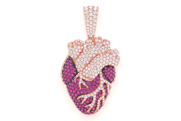 Erkals Jewellers Human Heart Pendant 18K Gold Ruby Diamond 3.50ctw