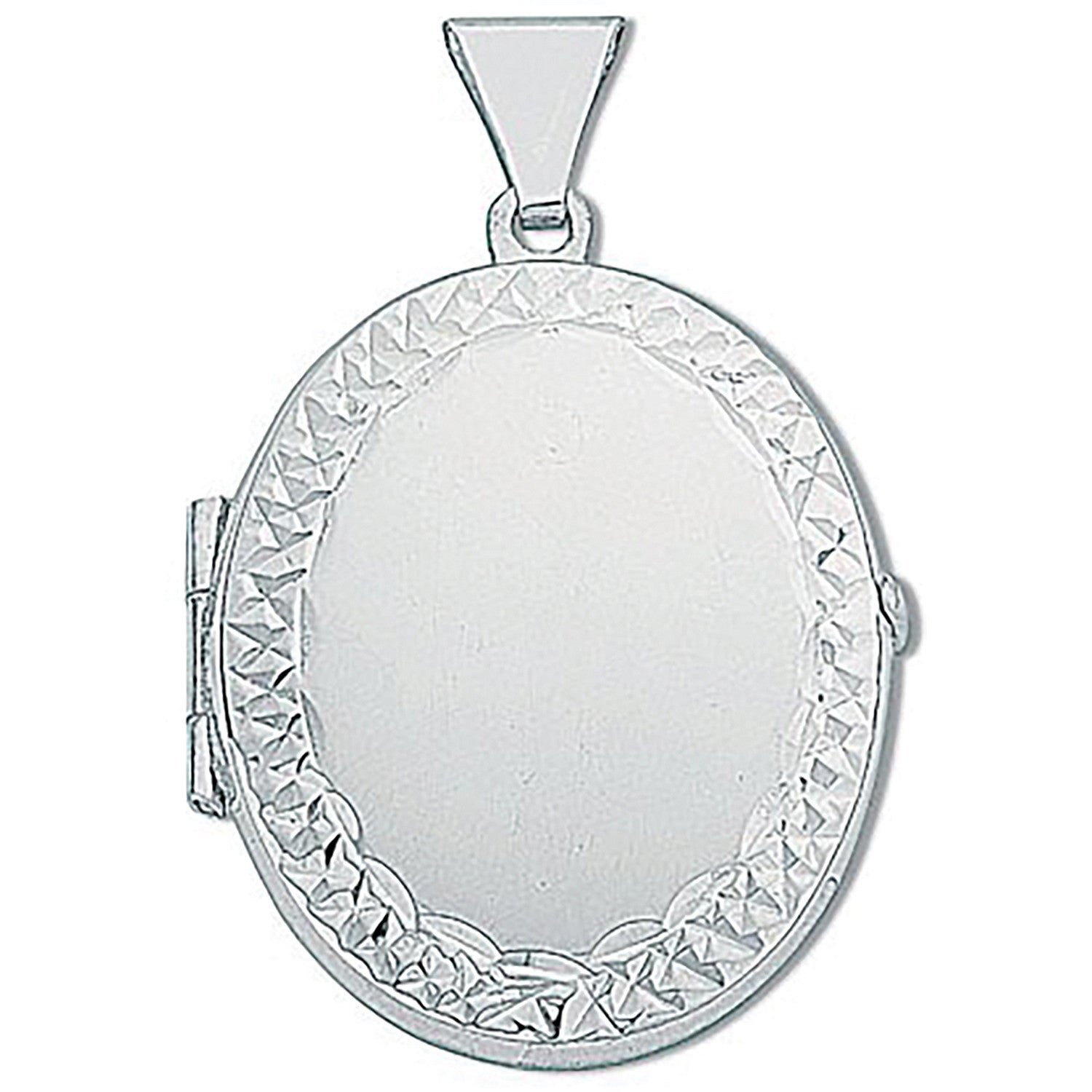 Silver Medium Engraved Oval Shaped Locket