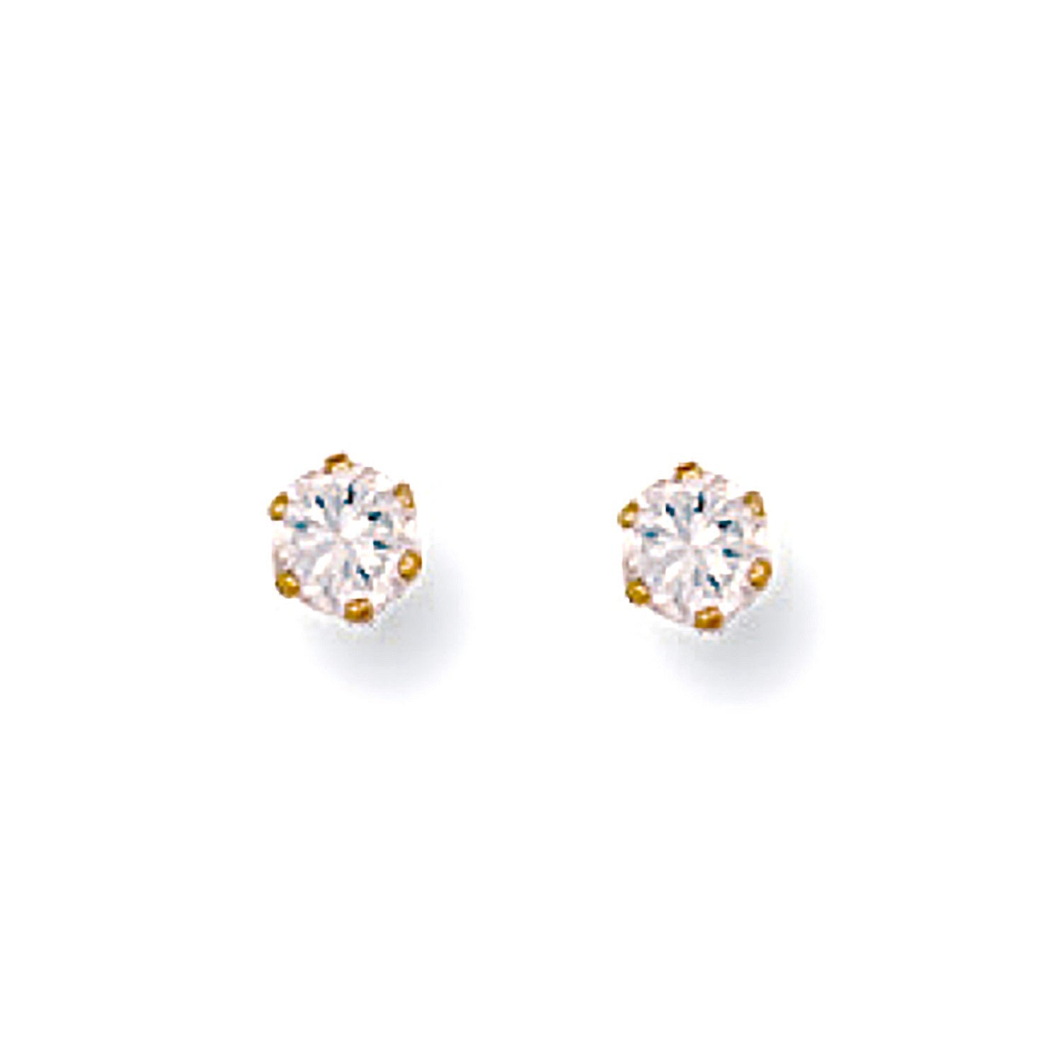 9ct Y/G 3mm Claw Set Cz Studs