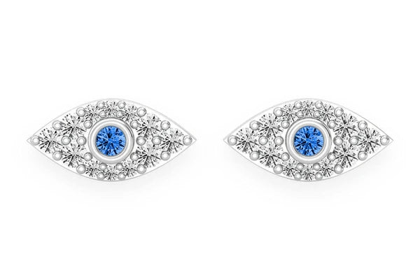 Erkals Jewellers Mini Evil Eye Stud Earrings 18K Gold 0.20ctw