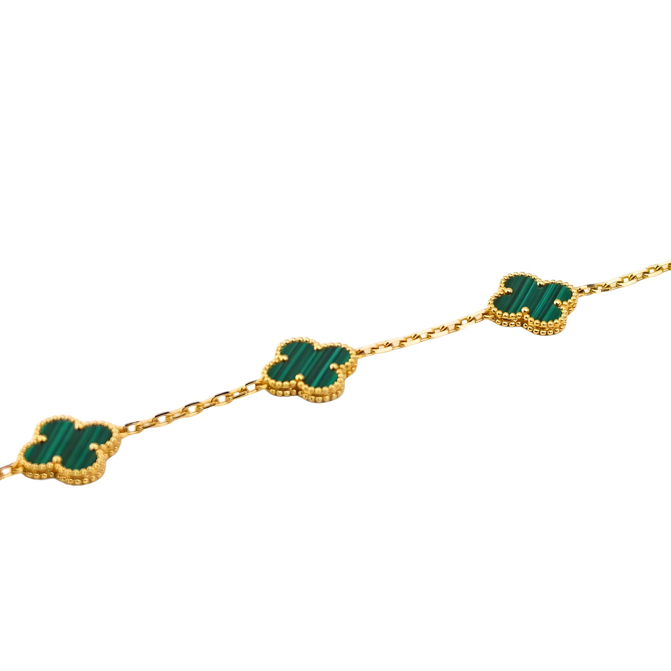 Van Cleef &amp; Arpels Bracelet Alhambra Vintage 5 Motifs Malachite Or Jaune 18 Carats