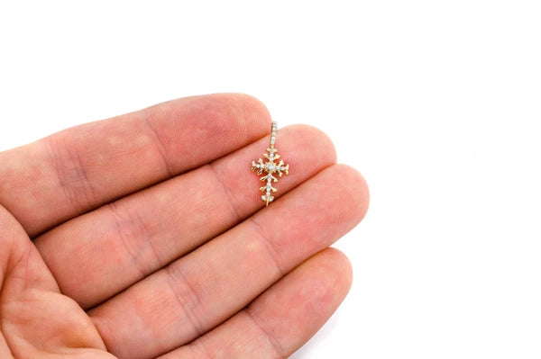 Erkals Jewellers Filigree Cross Pendant 18K Gold Diamond 0.10ctw