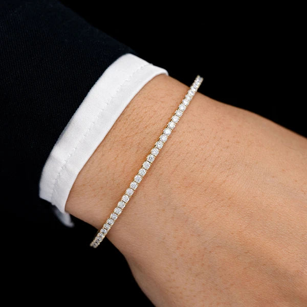 Erkals Jewellers 4pt Prong Set Diamond Tennis Bracelet Flex Bangle 18K Gold 1.50ctw