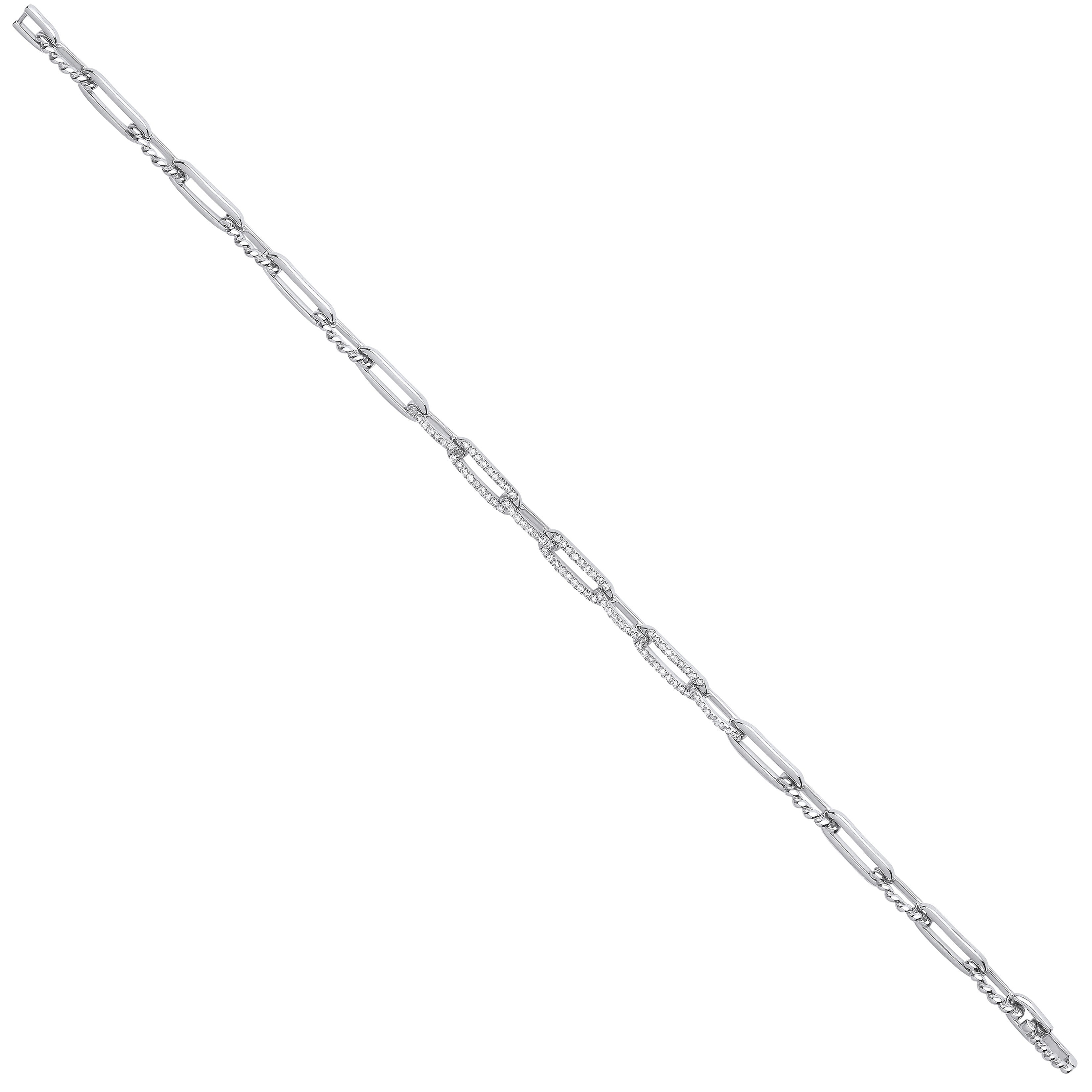 9ct White gold 0.42ct Curb bracelet