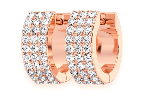 Erkals Jewellers Small Three Row Huggie Hoop Earrings 18K Gold 0.33ctw