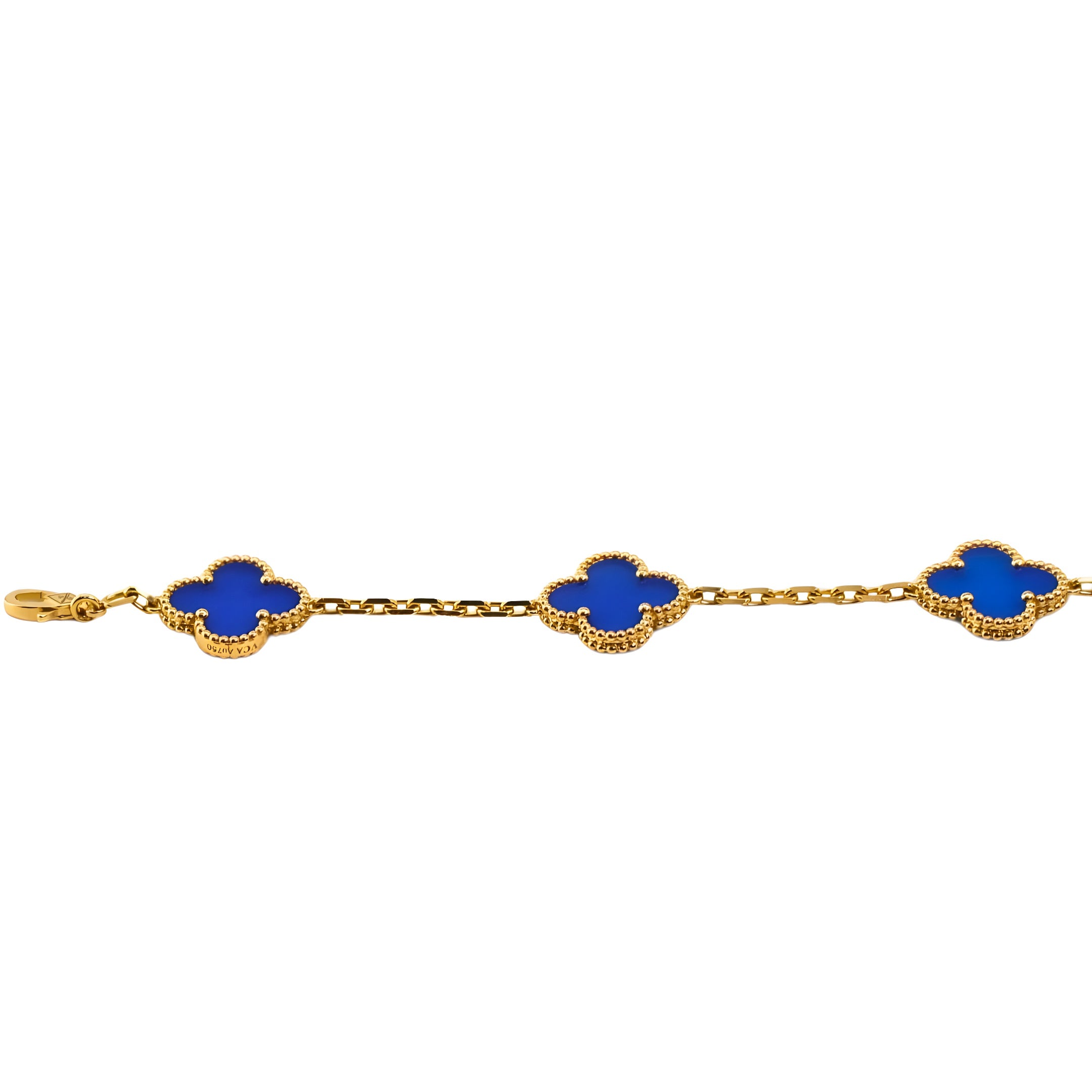 Van Cleef & Arpels Vintage Alhambra Bracelet 5 Motifs Agate 18K Yellow Gold