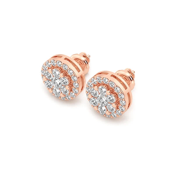 Erkals Jewellers Halo Flower Stud Earrings 18K Gold 3.00ctw