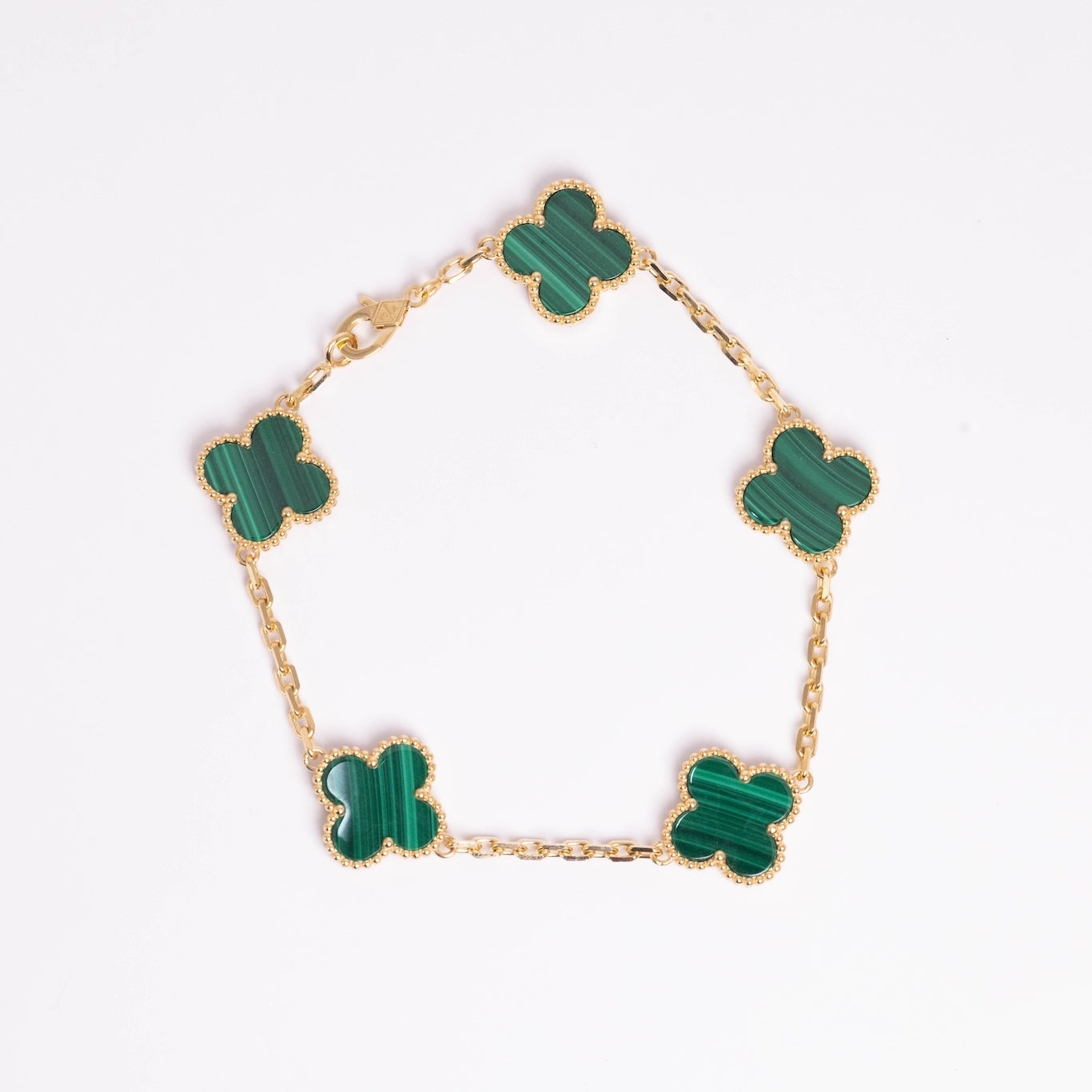 Van Cleef &amp; Arpels Pulsera Vintage Alhambra 5 Motivos Malaquita Oro amarillo de 18 quilates